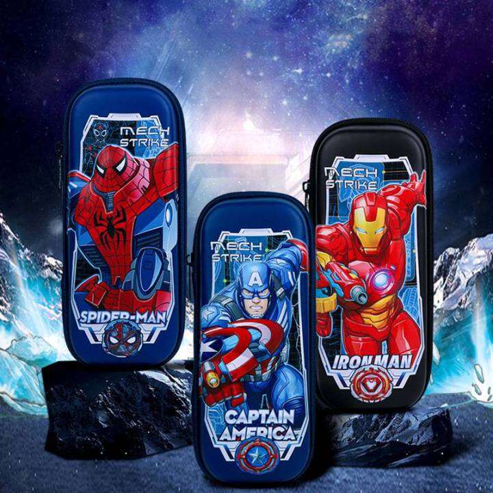 marvel-american-team-spider-man-lotso-iron-man-pencil-case-cartoon-waterproof-student-3d-three-layer-stationery-bag