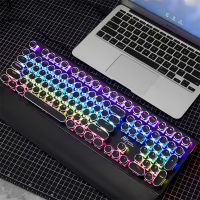 Coolเครื่องพิมพ์ดีด USB สายวิศวกรรม Gamer แป้นพิมพ์ RGB Backlit พับข้อมือส่วนที่เหลือ108-Key ย้อนยุครอบปุ่มกด