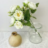 【hot】☽◄✽  10 Heads Artificial Flowers Silk Bride Bouquet Wedding Table centerpieces Vase HalloweenHome