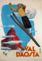 ▣▲ Vintage 1935 Val DAosta อิตาลีอิตาเลี่ยนสกีเล่นสกี Travel Art ฟิล์มพิมพ์ผ้าไหมโปสเตอร์ Home Wall Decor 24x36inch