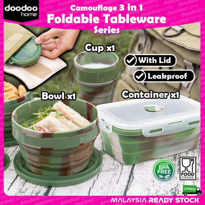 Camping Food Storage Outdoor Silicone Folding Bowl Cup Tableware Lunch