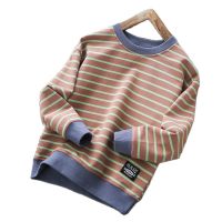 Childrens clothing boys autumn striped tops students long-sleeved t-shirts Childrens sweatshirt spring and autumn trendy P4761