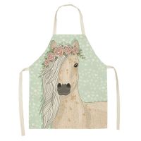 1Pcs Horse Kitchen Sleeveless Aprons for Women Cotton Linen Bibs Household Cleaning Pinafore Home Cooking Apron Tablier Enfant Aprons