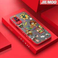 JIUMOO เคสสำหรับ VIVO V21 4G V21s V21 5G ลายการ์ตูนซนเครยอนชินจังบางขอบสี่เหลี่ยมด้านข้างดีไซน์ใหม่กันกระแทกมีน้ำค้างแข็งโปร่งใสแข็งเคสมือถือปลอกซิลิโคนคลุมทั้งหมดกล้องป้องกันนุ่ม