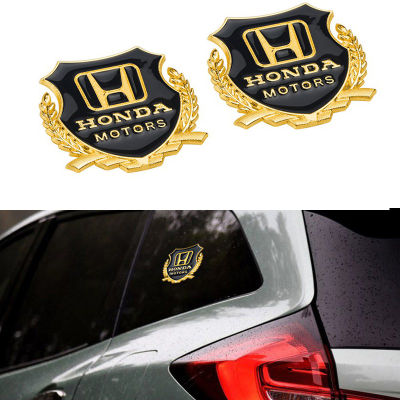 ใหม่Honda 2Pcsรถจัดแต่งทรงผม3Dสติกเกอร์โลหะเหล็กสลักสติกเกอร์โลหะรถภายนอกDecalอุปกรณ์ตกแต่งรถยนต์