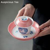 150ml Hand Painted Sancai Covered Bowl Group Teacup KungFu TeaSet Ceremony Accessories