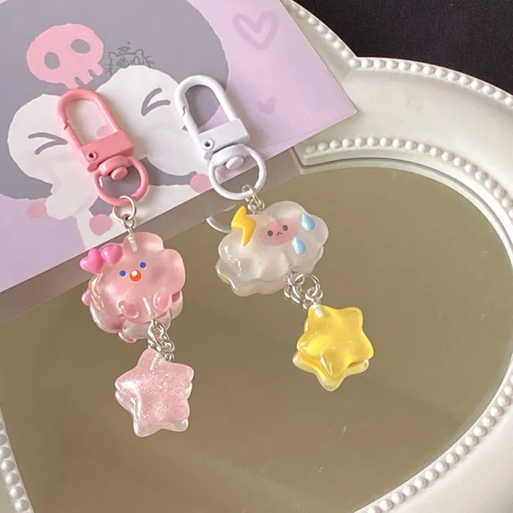 stars-and-clouds-keychain-keychain-pendant-clouds-keychain-transparent-keychain-ins-cartoon-keychain-heart-keychain-key-chain-key-chains-for-car-keys-keychain