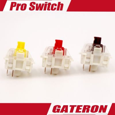 Gateron สวิตช์ปุ่มคีย์บอร์ดสีเหลืองแบบเส้นตรงสวิตช์สัมผัส3Pin RGB LED SMD สวิตช์ MX เล่นเกมสีแดงสีน้ำตาล