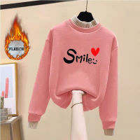 Girls Sweatshirts Winter Cute Printing Fleece Warm Turtleneck Pullover Kids Clothes Autumn Casual Youngster Thicken Tops 10 12 Y