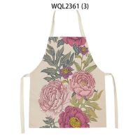 Plant Flower Rose Pattern Linen Sleeveless Waist Apron Home Decoration Apron Kitchen Baking Cooking Cleaning Delantal фартук Aprons