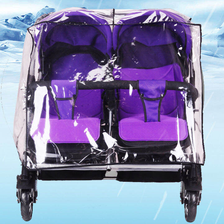 stroller-rain-cover-protection-pvc-accessories-waterproof-zipper-open-twin-baby-transparent-foldable-wind-dust-shield-universal