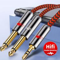 Hifi Audio Cable 3.5mm to 2 x 6.35mm 1/4 Inch TS Mono Male for Mixing Console Amplifier 3.5 to 2 TS Jack Shielded Cords 2m 3m 5m Adapters