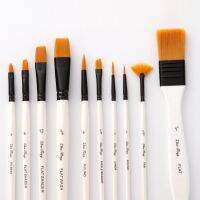 [Kiki tool store] 10Pcs/Set Easy Clean Moderate Elasticity Watercolor Paint Brush Anti deform Drawing Brush Comfortable Grip for Students