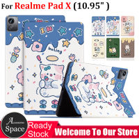 แผ่นรอง SFor Realme Pad X (2022) เคสการ์ตูนน่ารักแฟชั่น10.95นิ้ว RMP2107 RMP2108เคสหนัง PU ฝาครอบพับฝาเป็นฐาน