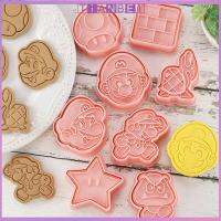 TIANBEI 8ชิ้นการ์ตูนน่ารักพลาสติกอุปกรณ์อบพิมพ์กดคุกกี้ Super Mario Bros Biscuit Anime