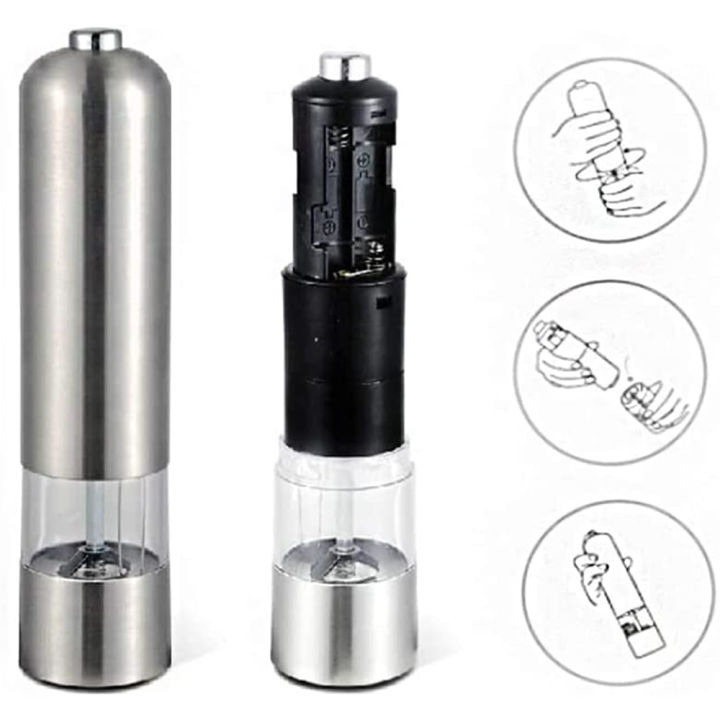 12pcs-electric-spice-mill-pepper-grinder-stainless-steel-automatic-salt-and-pepper-shaker-kitchen-gift