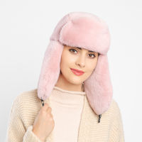 New Women Thicken Warm Winter Fur Beanie Lady Knitted Hats Wool Soft Russian Style Outdoor Windproof Hoodie Plush Cap Hat Female