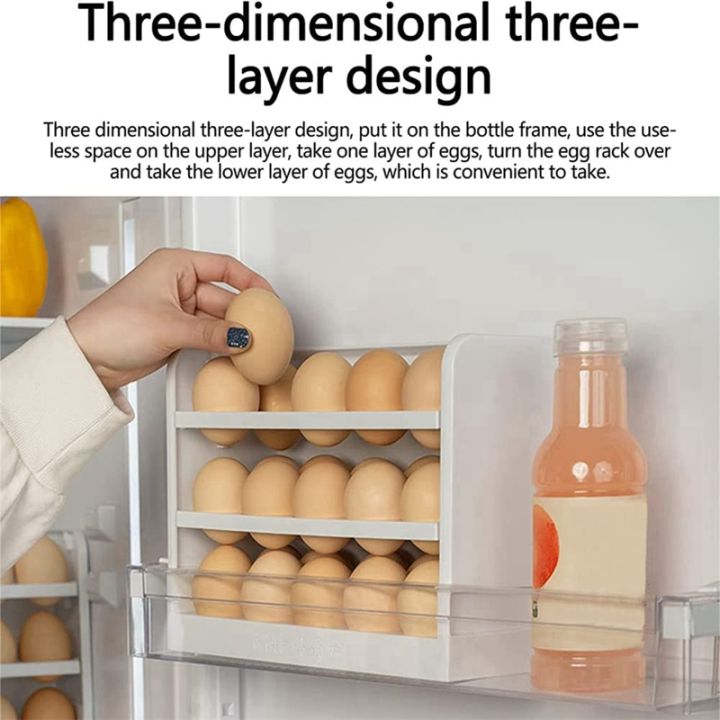 fridge-egg-holder-for-refrigerator-door-3-layer-flip-fridge-egg-tray-container-egg-container-for-refrigerator-white