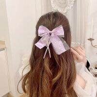 HHGY เรียบหรู หอมหวาน ริบบิ้น อารมณ์ สำหรับสาวๆ โบว์ Barrettes ผู้หญิง คลิปผมด้านข้าง คลิปปากเป็ด กิ๊บติดผมเกาหลี