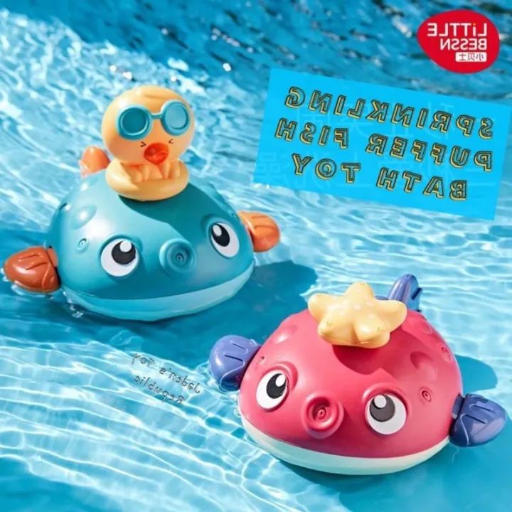 JTR Puffer Fish Sprinkler Bath Toy Bathtime Fun Pool Toy | Lazada PH