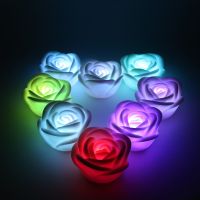 4 PCS LED Candle Light Plastic Simulation Rose For Romantic Party Or Wedding Scene with Battery Night Celebration Decoration Set