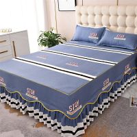 Comfortable Bedspread Wedding Bed skirt Queen King Size Fashion PrintingFitted Sheet Cover Double Layer Bed Cover