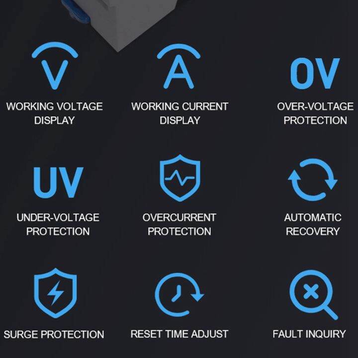 sinotimer-home-voltage-surge-protector-usage-dual-led-display-voltage-surge-protector-63a-din-rail-voltage-surge-protector-230v-adjustable-voltage-surge-protector-relay-with-limit-current-protection