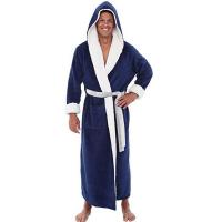 Mens Robe Winter Warm Casual Woman Mens Bathrobe Flannel Robe V Neck Long Sleeve Sleepwear Kimono Warm Male Bath Robes Coat