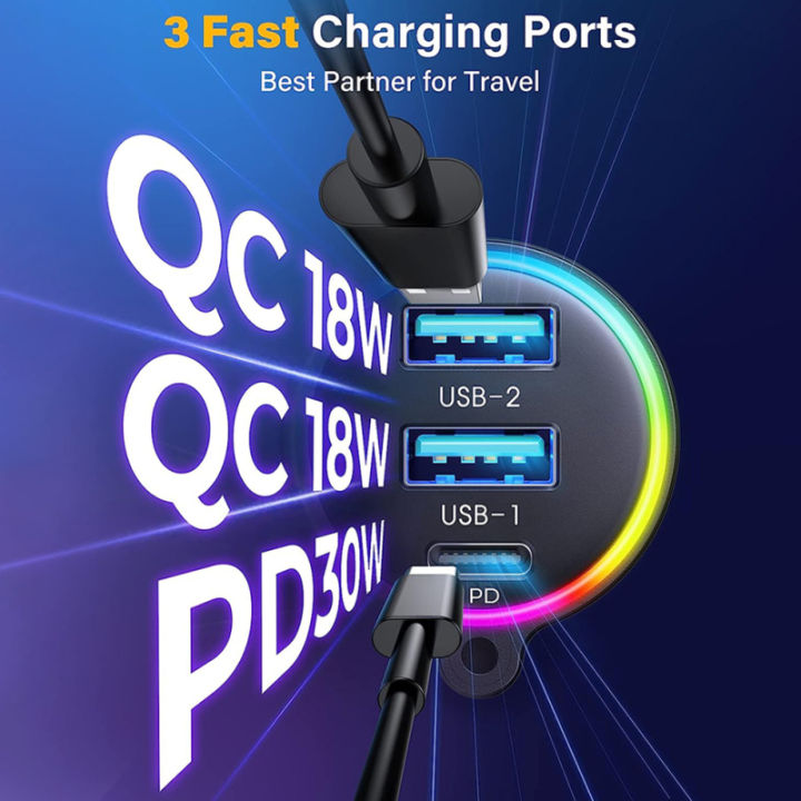 ซินซู-อะแดปเตอร์-fm-ช่องรับสัญญาณเสียงรถไร้สาย-pd-qc3-0-3พอร์ตชาร์จแฮนด์ฟรีตัวรับวิทยุส่งสัญญาณ-fm