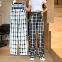 Lucyever Casual Plaid Pants for Women Harajuku High Waist Loose Straight Pant Female Korean Fashion Streetwear Wide Leg Trousers