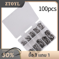 ZTOYL ชุดตะขอตกปลา100ชิ้นตะขอตกปลาแบบวงกลมคาร์บอนเหล็กเบ็ดตกปลาบิน