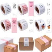 100pcs/roll Thank You Stickers Rectangle Seal Labels This Package Is Happy To See You Too Sticker Gift Box Packaging Decor Label Stickers Labels