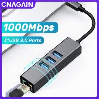 CNAGAIN USB C HUB 1000Mbps 3พอร์ต USB 3.0 Type C ฮับ USB ไปยังอะแดปเตอร์อีเทอร์เน็ต Gigabit Rj45สำหรับอุปกรณ์คอมพิวเตอร์แล็ปท็อปแมคบุ๊ค