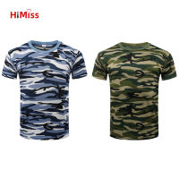 HIMISS เสื้อยืดลายพรางผู้ชายเสื้อสวมหัวแขนสั้นแห้งเร็วระบายอากาศดีตาข่ายฤดูร้อนสำหรับการฝึกสมรรถภาพทางกาย