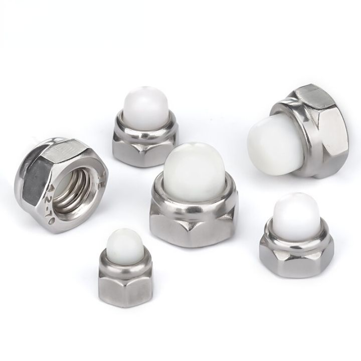 m5-m6-m8-304-stainless-steel-nylon-cap-lock-nut-metal-self-locking-ball-cap-nut-decorative-nut-nails-screws-fasteners