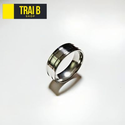 Trai B แหวนผู้ชาย แหวนเกลี้ยง ขอบตรง  titanium หน้ากว้าง 8 มิล สไตล์ เรียบง่าย  แหวนปอกมีด  แหวนหมั้น แหวนแต่งงาน