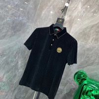 Summer Versace New European Station Mens Golden Velvet Hot Diamond Short Sleeve Fashion Trend nd Flocking Half Sleeve Mens T-shirt Trend