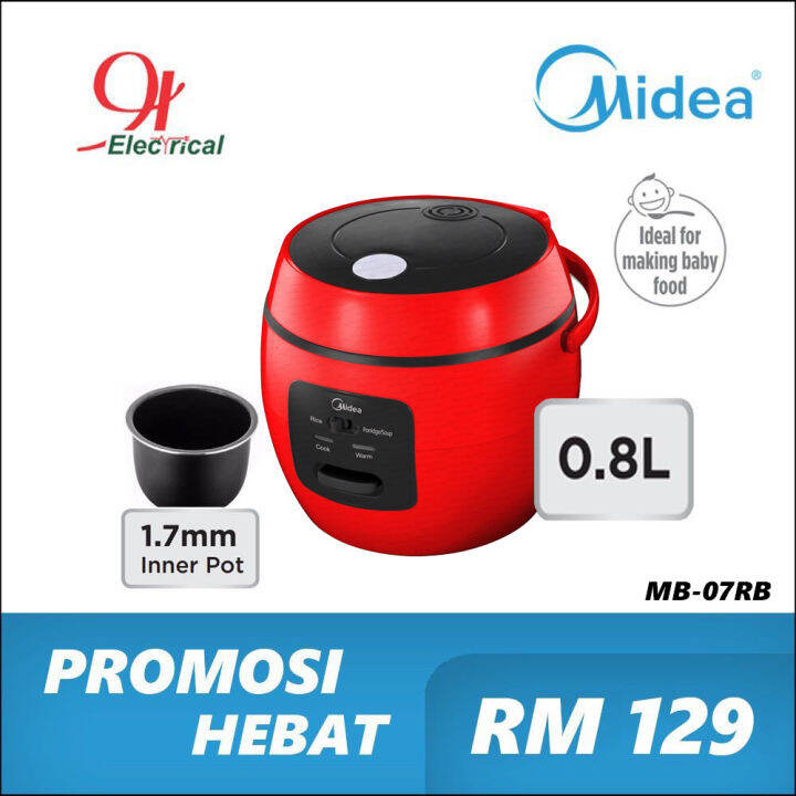 MIDEA 0.8L Mini Jar Rice Cooker MB07RB (Red) Lazada