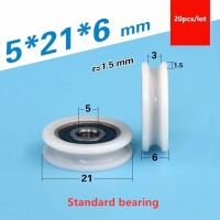 ☈♀✷ 20pcs U groove Plastic coated bearing 625RS 5x21x6mm door window POM roller wheel nylon wrapped pulley sheave Bore 5mm Dia 21mm