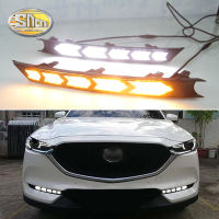 SNCN ไฟหน้ารถ LED กลางวัน2ชิ้น12V สำหรับ CX-5 Mazda CX5 2018 2019เดย์ไลท์แบบไดนามิกสัญญาณไฟสีเหลืองเดย์ไลท์สำหรับรถยนต์ Mazda 2020