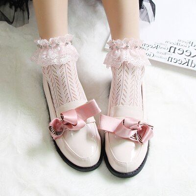 【Direct-sales】 （hgestore） ถุงเท้าญี่ปุ่น Lolita Kawaii ไนลอนถุงเท้าลูกไม้อย่างสั้นลูกไม้สาวน่ารักเจ้าหญิงถุงเท้าผู้หญิงบางคอสเพลย์ฮาโลวีน
