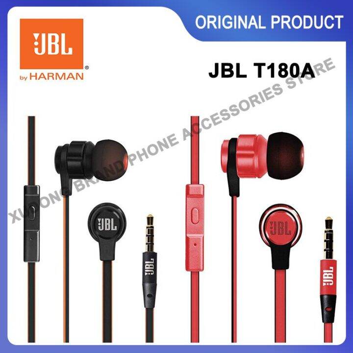 JBL-T180A หูฟังของแท้พร้อมสายเคเบิล Mm 3.5หมวกกันน็อคกีฬาหูฟังสำหรับฟัง ...