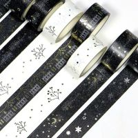 1pcs Hot Stamping 5M*1.5CM Tape Ribbons for Wedding Christmas Party Decorations DIY Bow Craft Card Gifts Wrapping Supplies Gift Wrapping  Bags