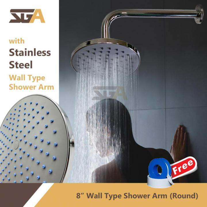 Bliton 8" Rain Shower Round Head With Stainless Steel Wall Type Shower