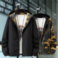 Large size autumn new trend male fat young student camouflage double-sided wear jacket coat 6 colors 120 kg 7xl