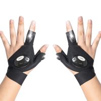 Night Fishing Gloves with Flashlight Tools Outdoor Cycling Practical Durable Fingerless