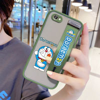 UCUC เคสโทรศัพท์เคสสำหรับ VIVO V5 Plus (มีสายรัดข้อมือ) กันกระแทก Frosted กลับการ์ตูน Doraemon สำหรับสาวนุ่มขอบฝาครอบเลนส์ป้องกันเลนส์ Ultra Thin เคสโทรศัพท์ Vivo V5 +