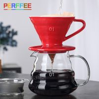 Ceramic Coffee Filter Coffee Dripper V Shape Coffee Mugs With Separate Stand Pour Over Drip Filter Cup V01 V02 1-4 Cups