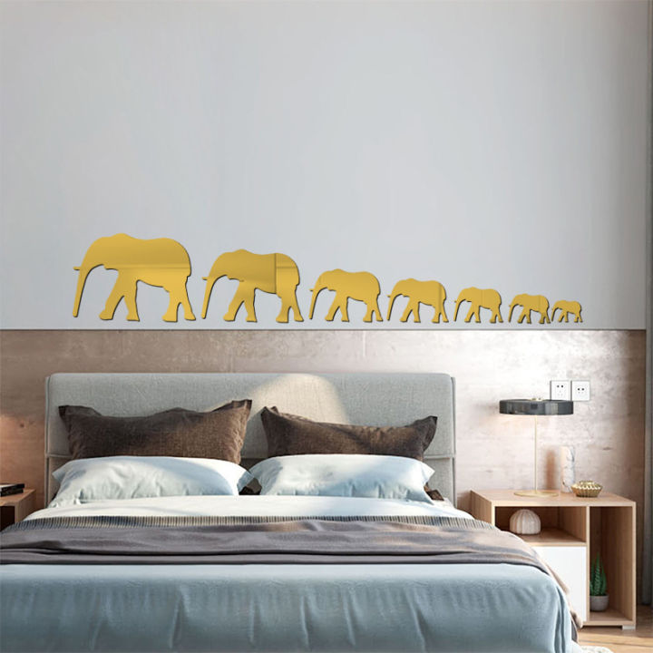 Litter elephant Acrylic Mirror Wall Stickers Bedroom Living Room Decor Home Decoration Accessories