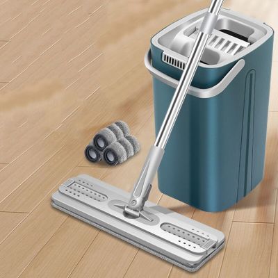 Floor Mop Microfiber Squeeze Mops Wet Mop with Bucket Cloth Squeeze Cleaning Bathroom Mops For Wash Floor Home Kitchen Cleaner